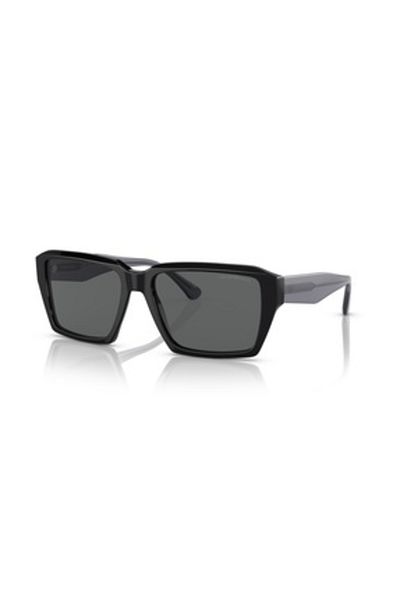 Emporio Armani نظارة شمسية مستطيلة للرجال - Ea 4186 - مقاس العدسة: 58 مم - أسود لامع