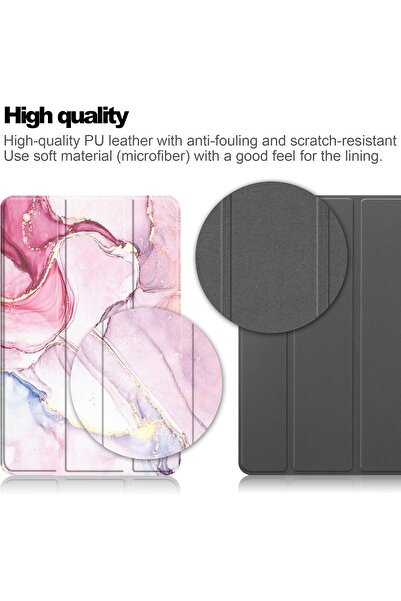 erorex . جراب جلدي من T Tersely لجهاز Samsung Galaxy Tab A9+ مقاس 11 بوصة 2023 - وردي رخامي