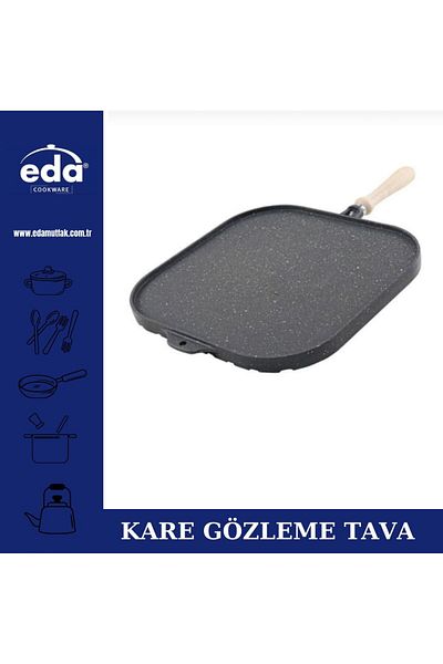 Eda Burak Eda Granite Cast Square 34 cm Double Sided Grill and Pancake Pan
