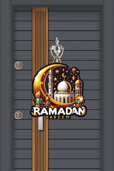 samsunlazer Modern Door Ornament Wooden Welcome City Ramadan Outdoor Door Ornament