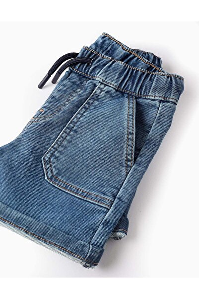 Ziddy Denim Shorts with Patch Pockets for Baby Boys, Blue