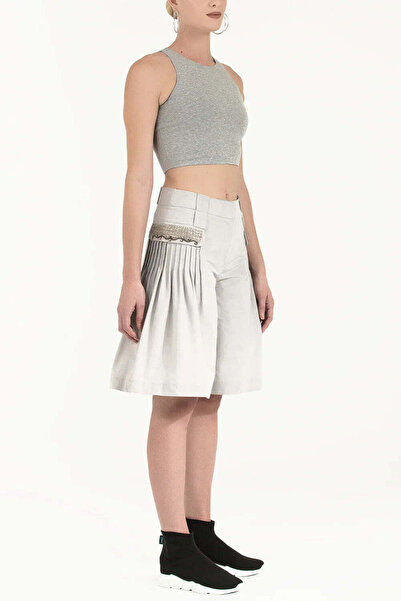 SOCIETA Gri Hindistan Nakışlı Şort Etek 70000