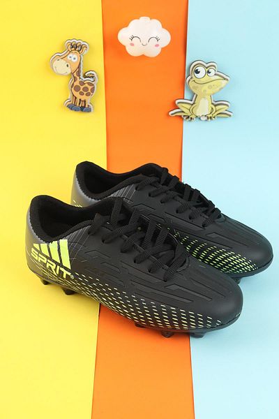 Moda Lime Unisex Kids Crampons Turf Field Boys Football Shoes Studded Soccer Sneakers