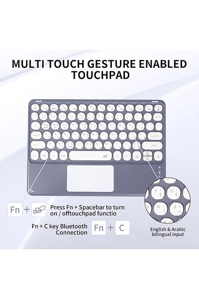 erorex حافظة لوحة مفاتيح الكمبيوتر اللوحي EURCRBU، متوافقة مع جهاز Xiaomi Pad 6 / Pad 6 Pro (11 بوصة، 2023)، باللغة العربية