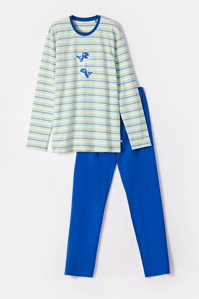 Woody 10-16 Years Old Boy's Pajamas-Dls - 904-Striped Blue