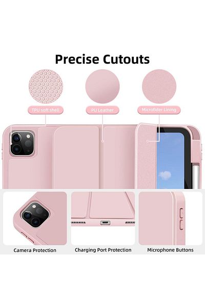 erorex تم إصدار حافظة AXIYIBZI لجهاز iPad Pro مقاس 11 بوصة (M4) 2024 (الجيل الخامس)، مع حامل رفيع وغطاء خلفي صلب