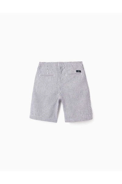 Ziddy Striped Shorts for Boys 'Midi', White/Blue