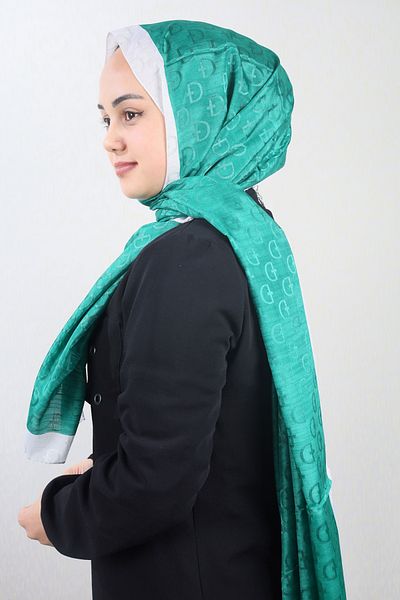 Bonjela Şal cu monogramă cu dungi cu model - Model-01 - Culoare-15