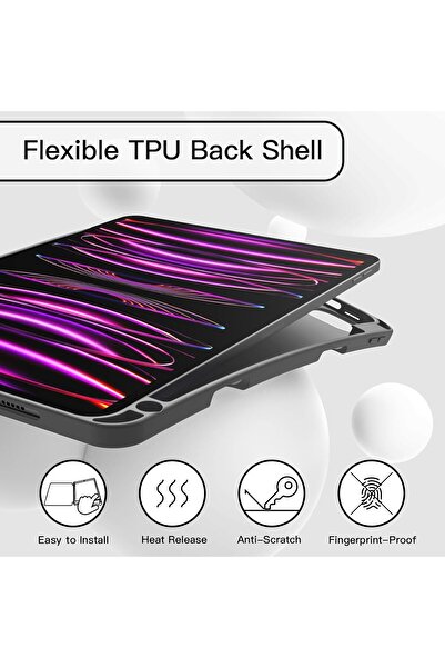 erorex حافظة JETech لجهاز iPad Pro مقاس 11 بوصة (موديل 2022/2021/2020) مع حامل قلم رصاص، تدعم القلم الثاني