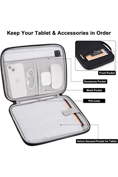 007 Maproti 9-11 Inch Padded Travel iPad Carrying Case - Black Nylon