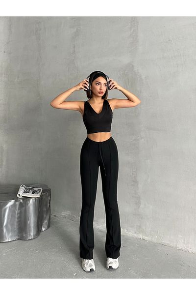 Miss Prova Fabric Waist Lace-Up Scuba Tracksuit - Missea2577
