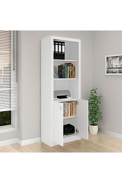 Danube Home خزانة مكتب كينسي مع بابين - أبيض الطول 60 × العرض 31.5 × الارتفاع 171.5 سم