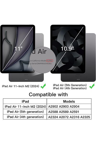 erorex حافظة JETech لجهاز iPad Air مقاس 11 بوصة M2 (2024)، iPad Air 5/4 (10.9 بوصة، موديل 2022/2020)، من مادة TPU الناعمة
