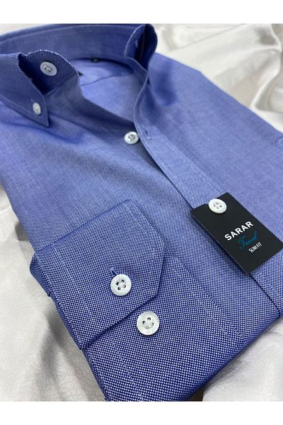 Sarar Cămașă ALBASTRU DESCHIS, ȚESĂTĂ, GULER OXFORT, SLIM FIT
