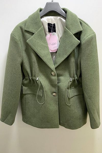 D'SHE BOUTIQUE Green Blazer - Green Stamp - Elastic Waist Jacket - Qzũ Model 25K 0510303