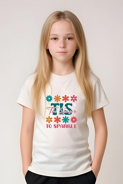 YA KO KİDS Tis Printed Girl's Short Sleeve T-Shirt and Sweatpants Set