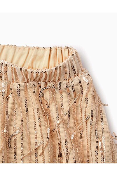 Ziddy Skirt with Sequins for Baby Girls, Beige/Gold