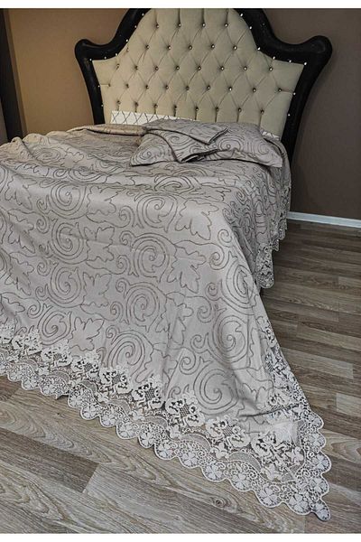 Çt Çeyizci Tekstil Double Bedspread 3 Pieces Brown Bedspreads