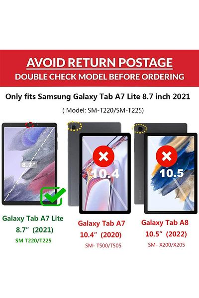 erorex جراب XIEHUZA للأطفال لجهاز Samsung Galaxy Tab A7 Lite 8.7 بوصة 2021 اللوحي (SM-T220 / SM-T225)، خفيف الوزن