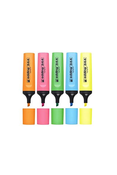 Edding |   Highlighter Set E-344, Pack of 5, 2-5 mm Cut Tip, Water-Based Ink
