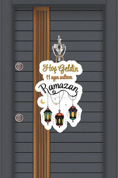 samsunlazer Modern Wooden Outdoor Door Ornament Welcome City Ramadan Special