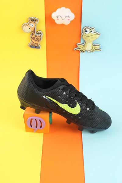 Moda Lime Unisex Kids Crampons Turf Field Boys Football Shoes Studded Soccer Sneakers