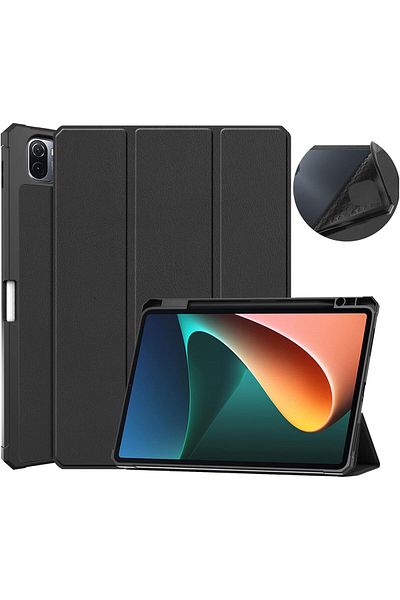 erorex أغطية NW Slim Light Smart Stand Soft TPU Shell Tablet Cover Cases لجهاز Xiaomi Pad 5/5 Pro مقاس 11 بوصة (أسود)