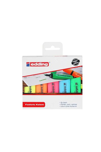 Edding |   Highlighter Set E-344, Pack of 5, 2-5 mm Cut Tip, Water-Based Ink