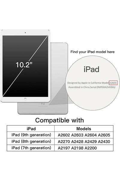 erorex حافظة JETech لجهاز iPad 9/8/7 (10.2 بوصة، موديل 2021/2020/2019، الجيل التاسع/الثامن/السابع)، مصنوعة من مادة TPU الناعمة