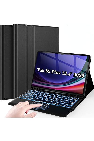 erorex حافظة لوحة مفاتيح بإضاءة خلفية من Fegishilly متوافقة مع Samsung Galaxy Tab S9 Plus مقاس 12.4 بوصة