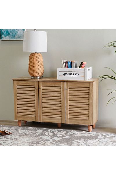 Danube Home خزانة أحذية نيفا ذات 3 أبواب - خشب البلوط الطول 114 × العرض 33.6 × الارتفاع 67.5 سم