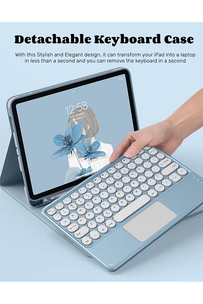erorex حافظة NALACAL لجهاز Galaxy Tab S9 Plus مزودة بلوحة مفاتيح ولوحة مفاتيح بلوتوث قابلة للفصل من الجلد