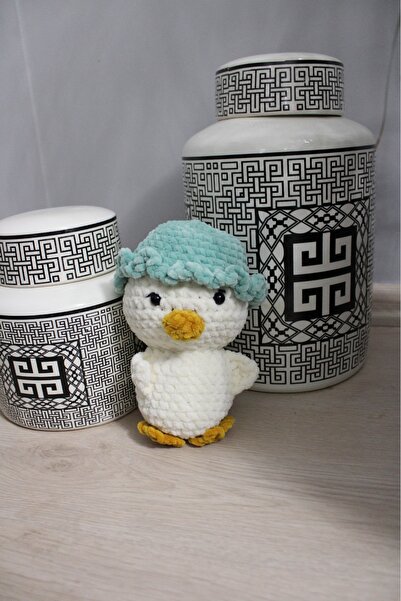 Blue Home Lıght Amigurumi Organik Oyuncak Ördek Yumuşak Yapıda Bebekler İçin Oyun ve Uyku Arkadaşı