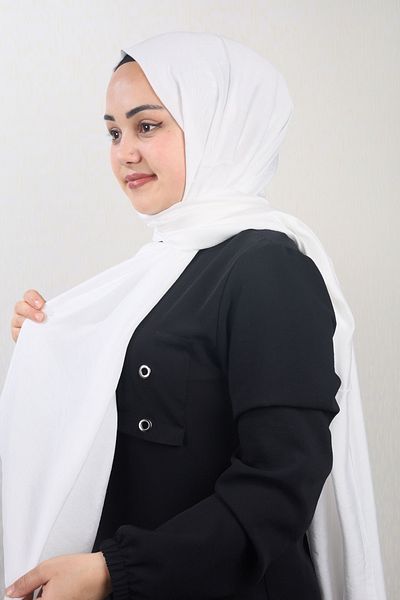 scarfella Solid Color Pearl Milano Shawl - Pattern-01 - White