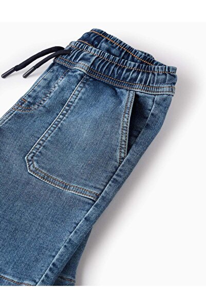 Ziddy Denim Shorts with Patch Pockets for Boys, Blue