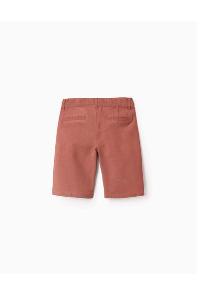 Ziddy Cotton and Linen Chino Shorts for Boys 'Long', Brown