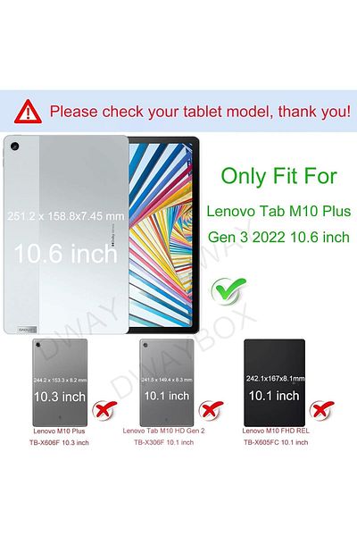 erorex [عبوة 1+2] جراب SPLACK متوافق مع Lenovo Tab M10 Plus الجيل الثالث مقاس 10.6 بوصة 2022 مع 2 جراب TPU ناعم