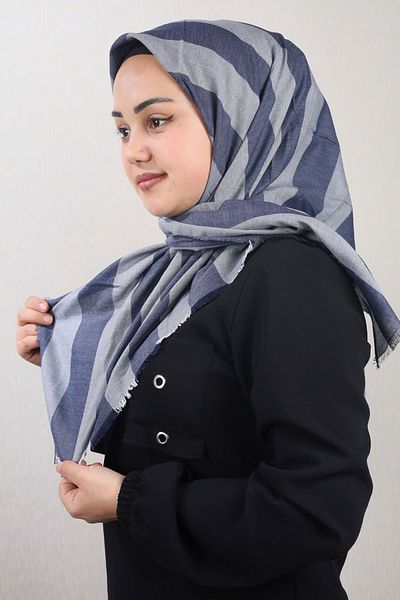 poloist Eșarfă din bumbac în dungi - Model-01 - Culoare-24
