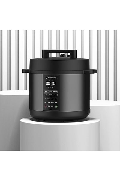 Nutricook Electric Pressure Cooker 8L, Rice Cooker, Steamer with Extra Sealing Ring & Float Valve, 1200W Black