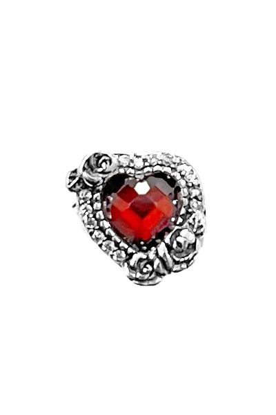 Fubena Rose Motif Colorful Stone Heart Charm