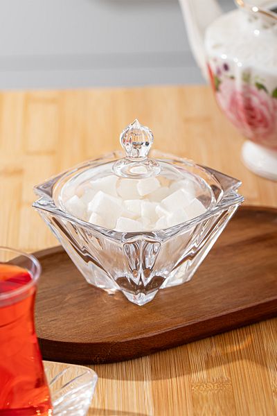 Porsima Dm605-2 Glass Sugar Bowl Presentation Bowl Turkish Delight Bowl Coffee Side Dragee 150 ml