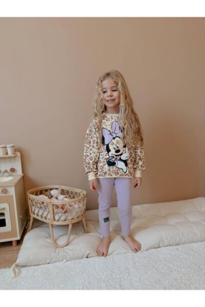 RAPAPA طقم جوارب طويلة بطبعة جلد النمر للبنات من الأسفل والأعلى LİLA 1645