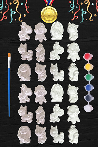 Craft3D Atölye 24 adet Sevimli Hayvanlar (3D)- Beton/taş/figür/büst Boyama Se...