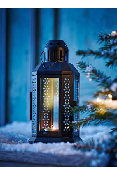 co arma حامل شموع صغير على شكل فانوس رمضان من المعدن   22*10 سم