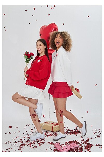 TIFFANY&TOMATO Kalp Baskılı Bomber Sweatshirt