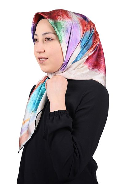PİRAMİT Φουλάρι από ρεγιόν με μοτίβο Pyramid Luxer - Pattern-22 - Color-01
