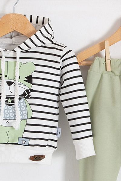 TRENDİMİZBİR Baby Boy Look Bear Original Printed Hooded Bottom Top Set