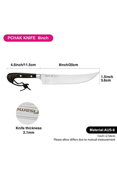 Fissman Utility Knife 8", Kitchen Pchak Knife Ultra Sharp with Lanyard, Stainless Steel AUS-8
