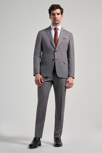 İmza Self Patterned Mono Collar Foot Slim Fit Suit 1001250168