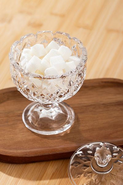 Porsima Sur-32 Glass Footed Sugar Bowl Presentation Bowl Turkish Delight Bowl Coffee Side Dragee 200 ml